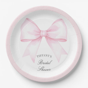 Elegant Soft Pink Blush Bow Bridal Shower Paper Plates