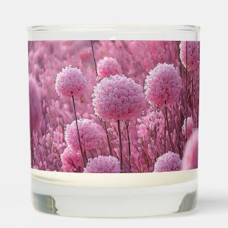 Elegant Soft Pink Botanical Floral Field Aesthetic Scented Candle