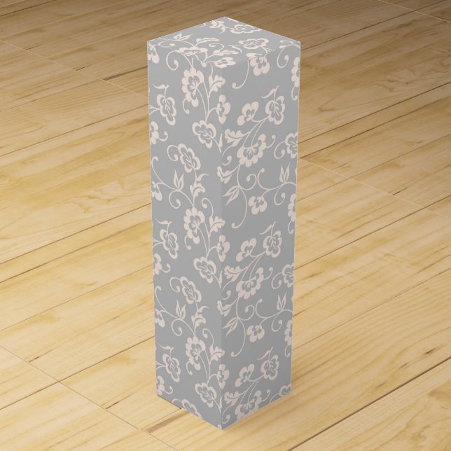 Elegant Soft Pink Botanical Floral Pattern Wine Box (Front)
