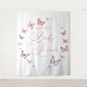 Elegant Soft Pink Butterfly Baby Shower  Tapestry