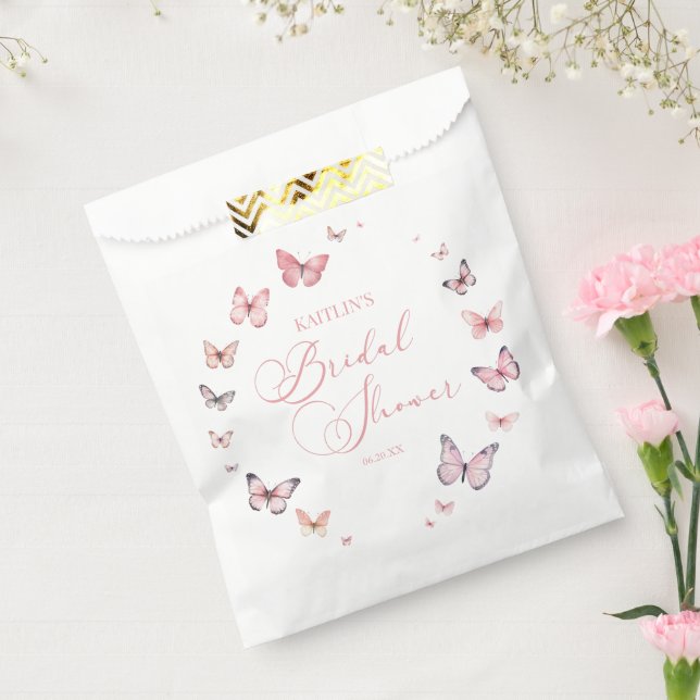 Elegant Soft Pink Butterfly Bridal Shower  Favor Bag (Sealed)