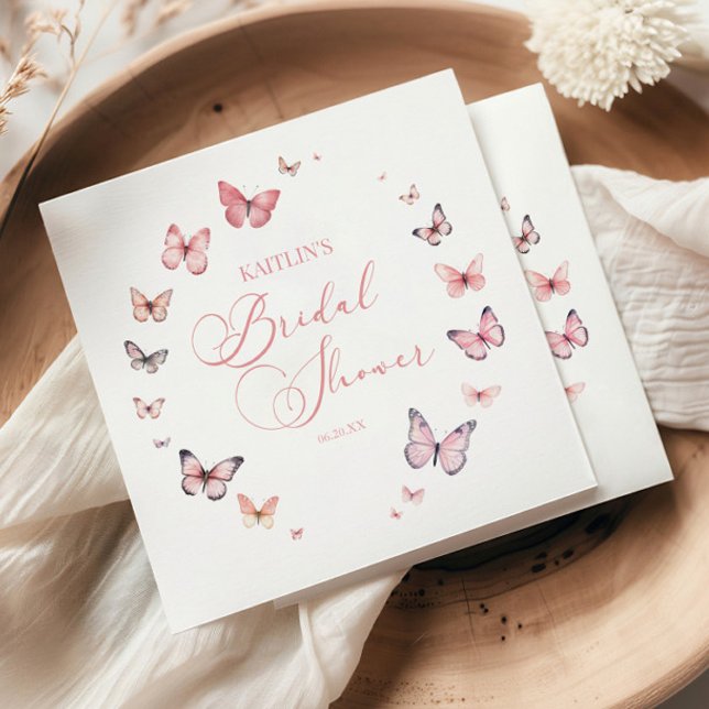 Elegant Soft Pink Butterfly Bridal Shower  Napkins (Creator Uploaded)