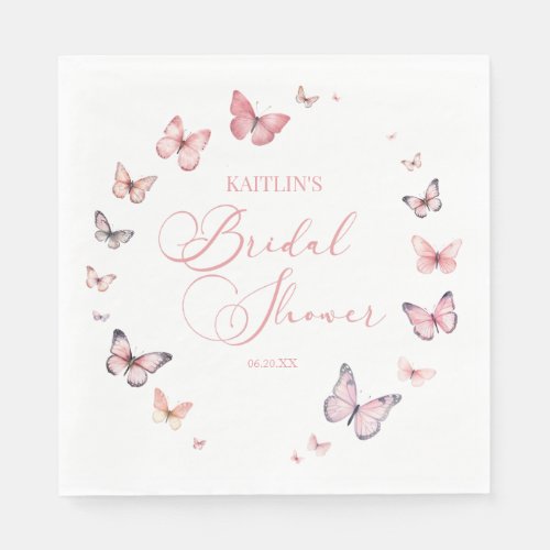 Elegant Soft Pink Butterfly Bridal Shower  Napkins