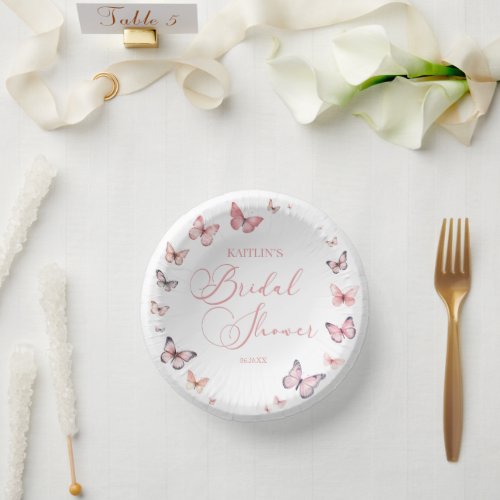 Elegant Soft Pink Butterfly Bridal Shower  Paper Bowls