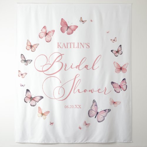 Elegant Soft Pink Butterfly Bridal Shower  Tapestry