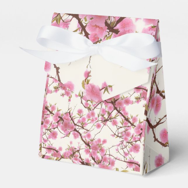 Elegant Soft Pink Cherry Blossom Florals  Favor Boxes (Front Side)