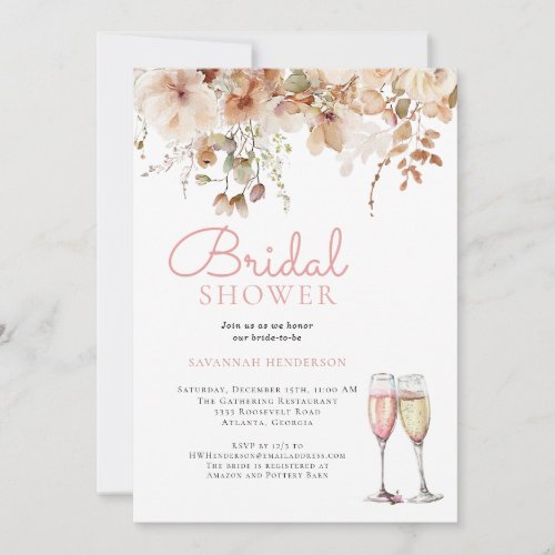 Elegant Soft Pink Floral Bridal Shower Invitation