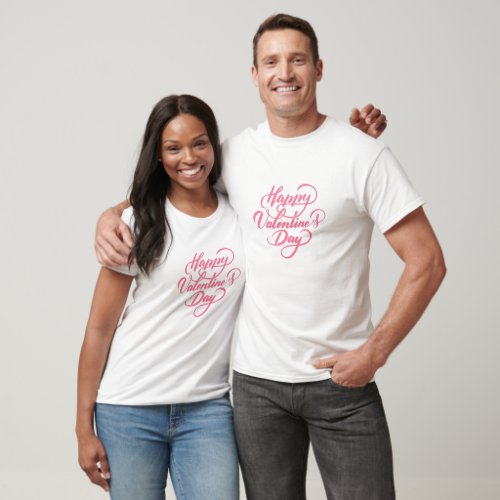 Elegant Soft Pink Happy Valentines Day T_shirt