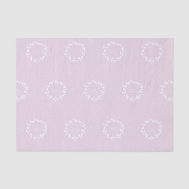Elegant Soft Pink Merry Christmas Holly Wreath Tissue Paper (Front)