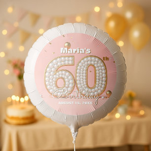Elegant Soft Pink Pearl Gold 60th Birthday Balloon
