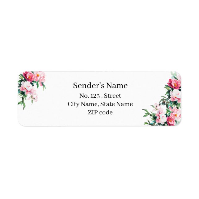 Elegant Soft Pink Peony & Sage Green  Label (Front)