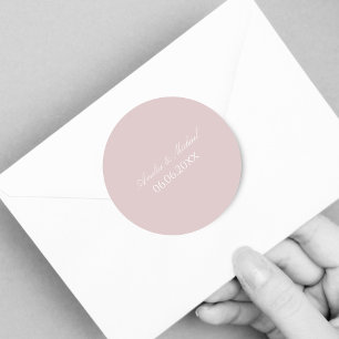 Elegant soft pink save the date classic round sticker