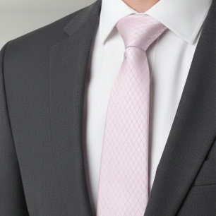 Elegant Soft Pink Silver Diamond Pattern Neck Tie