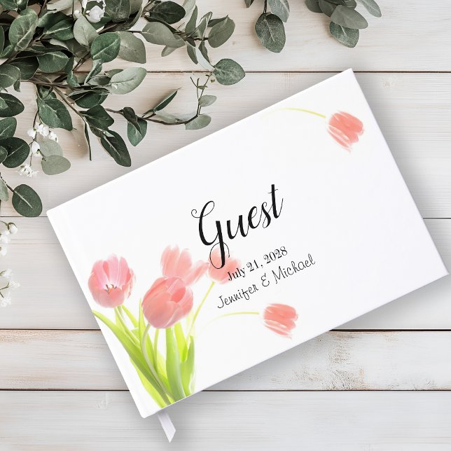 Elegant Soft Pink Tulips Guest Book (Creator Uploaded)