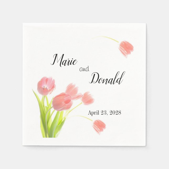 Elegant Soft Pink Tulips Napkins (Front)