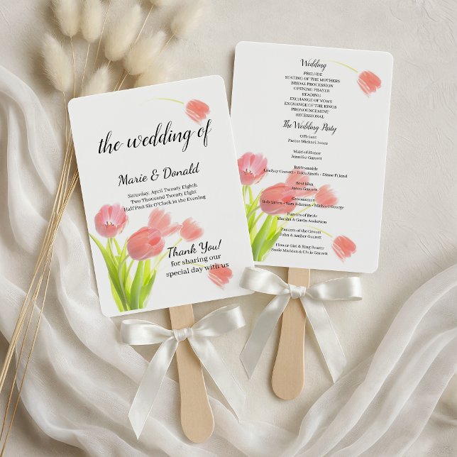 Elegant Soft Pink Tulips Program Hand Fan (Creator Uploaded)