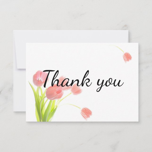 Elegant Soft Pink Tulips Thank You Card (Front)