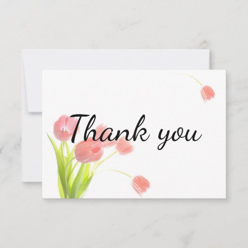 Elegant Soft Pink Tulips Thank You Card