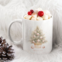 Elegant Soft Pink Watercolor Merry Christmas Tree