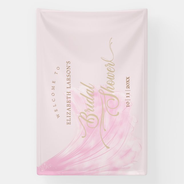 Elegant Soft Pink Wedding Dress Bridal Shower Banner (Vertical)