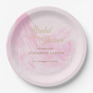 Elegant Soft Pink Wedding Dress Bridal Shower Paper Plates