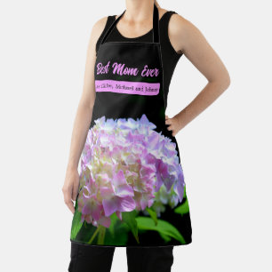 Elegant soft pink yellow floral hydrangeas apron