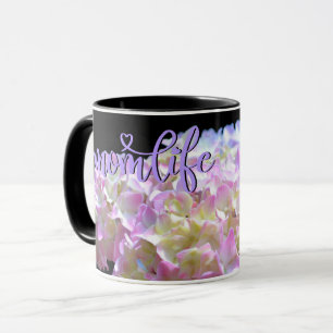 Elegant soft pink yellow floral hydrangeas mug