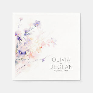 Elegant Soft Purple and Blush Flowers Napkins