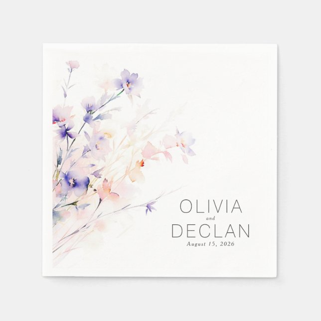 Elegant Soft Purple and Blush Flowers  Napkins (Front)