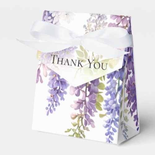 Elegant soft purple blue watercolor wisteria favor boxes