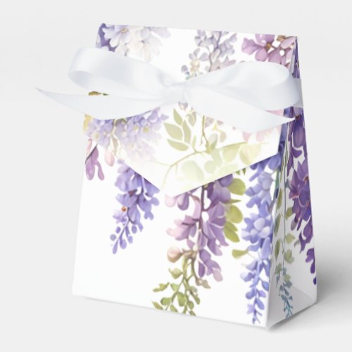 Elegant soft purple blue watercolor wisteria favor boxes