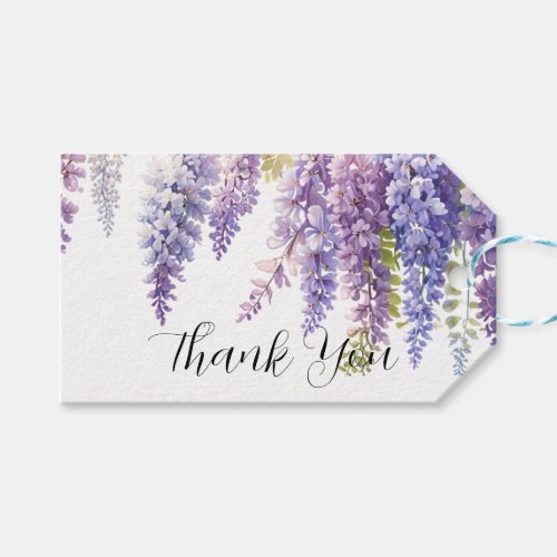 Elegant soft purple blue watercolor wisteria gift tags