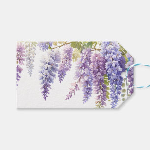 Elegant soft purple blue watercolor wisteria gift tags