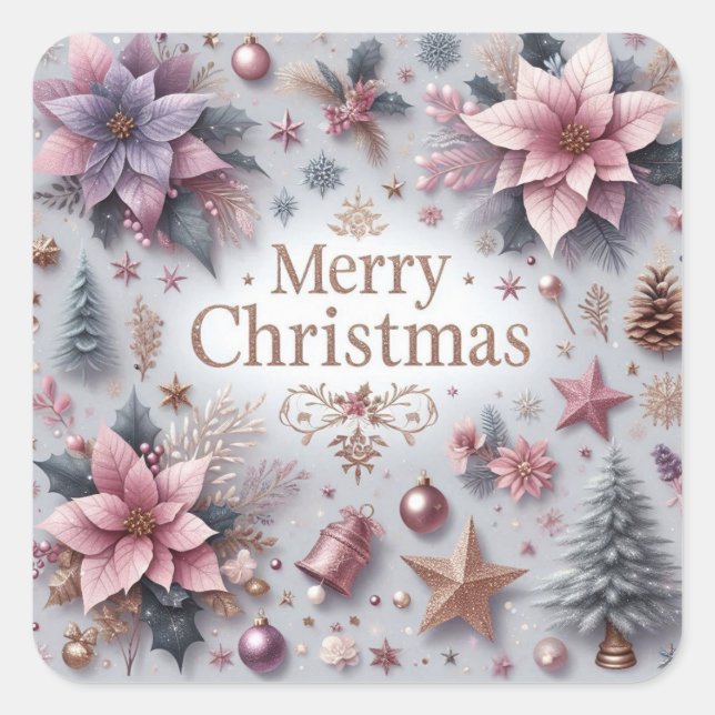 Elegant Soft Purple Christmas Sticker (Front)