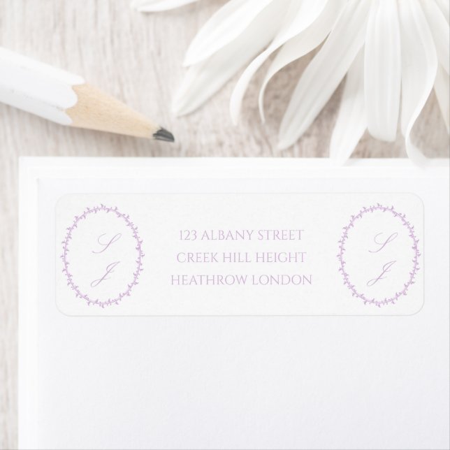 Elegant Soft Purple Monogram Wedding Label (Insitu)