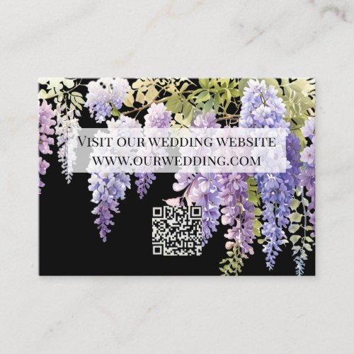 Elegant soft purple watercolor wisteria QR code Enclosure Card