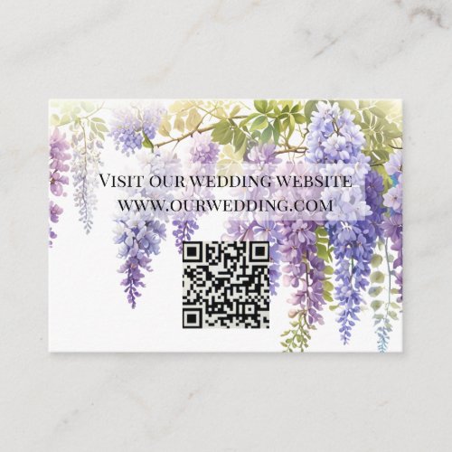 Elegant soft purple watercolor wisteria QR code Enclosure Card