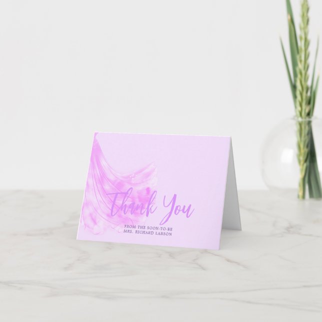 Elegant Soft Purple Wedding Dress Bridal Shower Thank You Card (Front)