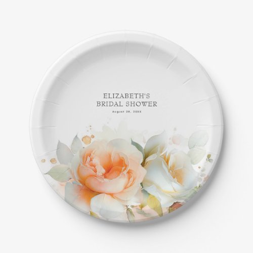 Elegant Soft Rose Flowers Modern Botanical  Paper Plates