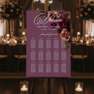 Elegant Soft Rust Burgundy Floral Wedding Seating Foam Board