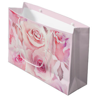 Elegant Soft Subtle Floral Blush Pink Rose Large Gift Bag