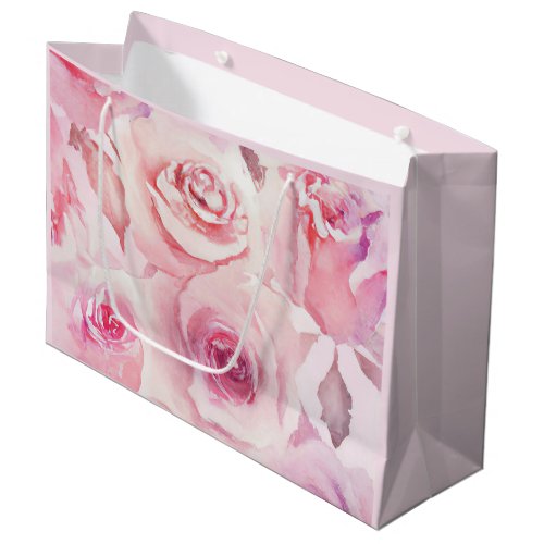 Elegant Soft Subtle Floral Blush Pink Rose  Large Gift Bag