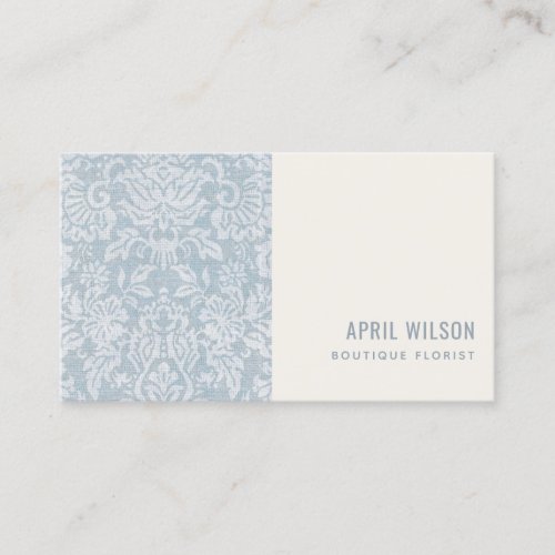 ELEGANT SOFT SUBTLE SKY BLUE DAMASK FLORAL PATTERN BUSINESS CARD