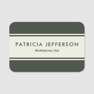 Elegant Soft Tea Green and Moss Dark Green Name Tag