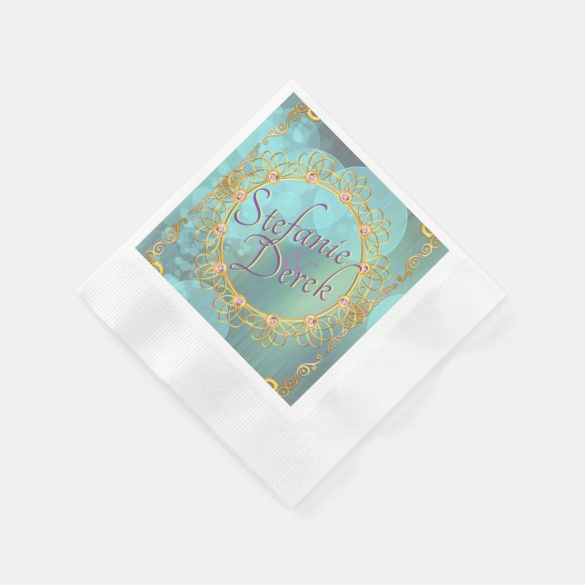 Elegant Soft Teal Bubbles Napkins (Corner)