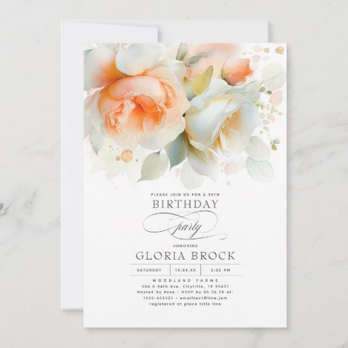 Elegant Soft Terracotta Floral Boho Birthday Party Invitation