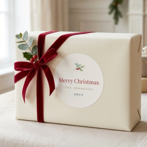 Elegant Soft Texture Christmas Family Name Sticker