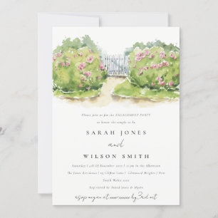 Elegant Soft Watercolor Cottage Garden Engagement Invitation