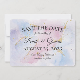 Elegant Soft Watercolor Save the Date Card