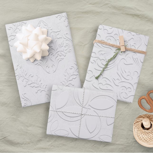 Elegant Soft White Fancy Floral Bridal Wedding Wrapping Paper Sheets (Creator Uploaded)